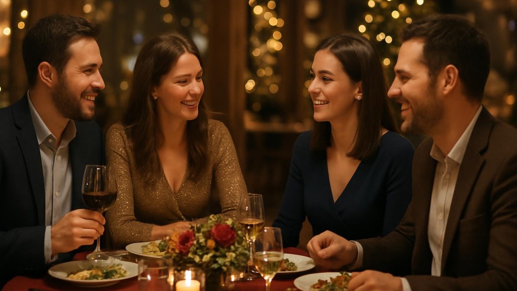 Gruppo di adulti in contesto sociale per Capodanno